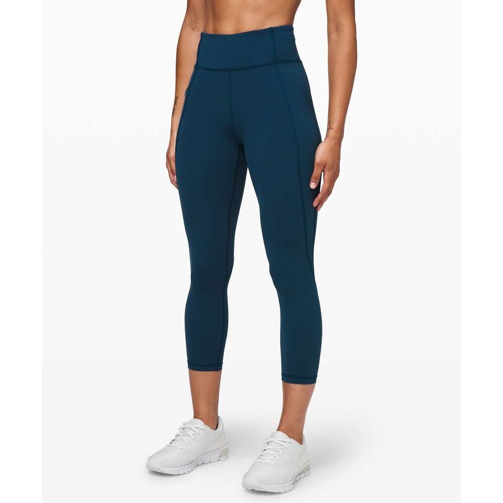 Lululemon Time To Sweat Crop 23″ – Night  Diver Size 2 Blue Teal